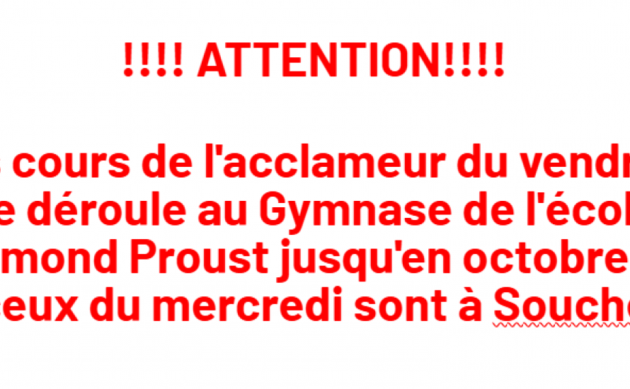 INFORMATION COURS ACCLAMEUR!!